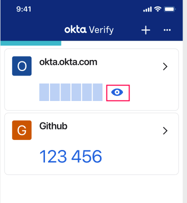 Reveal hidden code in Okta Verify
