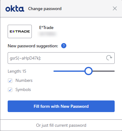 Generate a random password for an Okta-managed app integration.