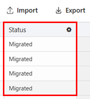 Apps show a status of Migrated in Okta Workflows