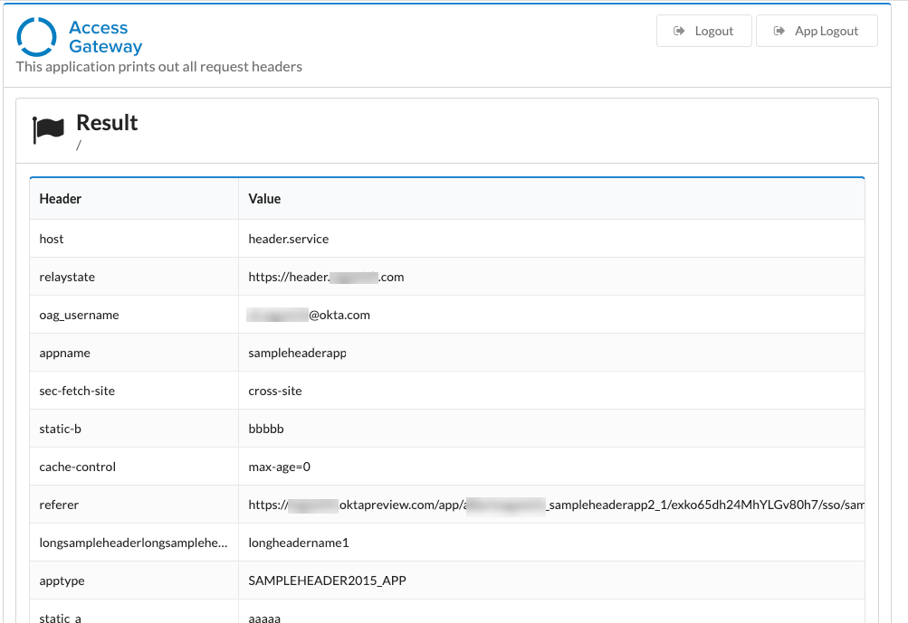 Sample header app test
