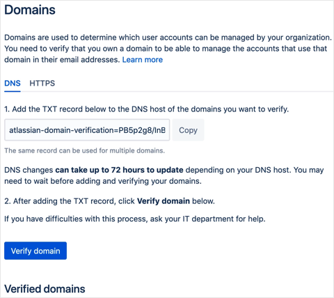 Atlassian verify domains.