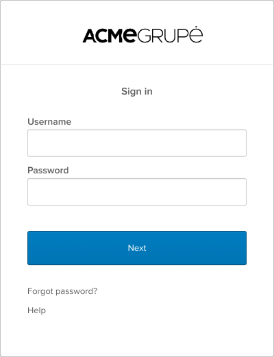 Image of the Sign-In Widget when you don't select the "Sign in with Okta FastPass button".