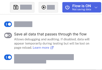 Image showing the save all data that passes through the flow option on the flow state dropdown.